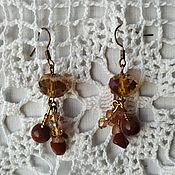 Украшения handmade. Livemaster - original item Golden earrings, Long earrings with stones. Handmade.