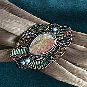 Украшения handmade. Livemaster - original item Brooch embroidered with pyrite and pearls. Handmade.