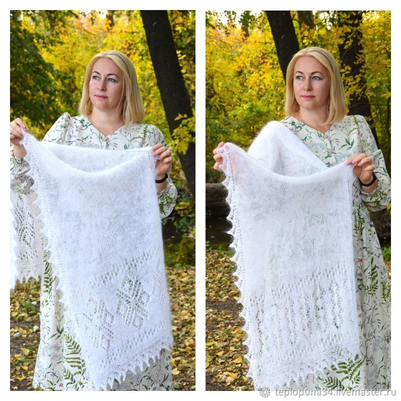 Палантины: Пуховый палантин с ажурной каймой ручная работа купить в интернет-магазине Ярмарка Мастеров по цене 4500 ₽ – VN842RU, Палантины, Урюпинск - доставка по России