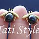 Серьги-пусеты с черным жемчугом ,,LADYBUG,,. Серьги-пусеты. Tati Style. Ярмарка Мастеров.  Фото №11