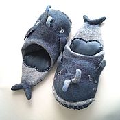 Обувь ручной работы handmade. Livemaster - original item Felt mens house shoes Felted wool slipper Gray whale. Handmade.