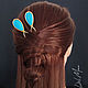 Brass hairpin (2 pieces) turquoise 'Blue'. Hairpin. Del-moro. Online shopping on My Livemaster.  Фото №2