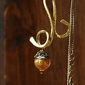 Украшения handmade. Livemaster - original item Pendant: made of brass and chalcedony 