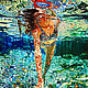 A bright decorative summer painting of a girl in the sea, Pictures, St. Petersburg,  Фото №1