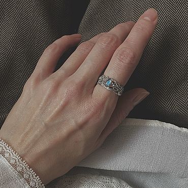 Украшения ручной работы. Ярмарка Мастеров - ручная работа Кольцо с лабрадоритом - Пэпина. Handmade.