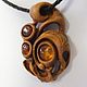 Wood pendants with amber. Pendant. Woollywood_woodcarving. Online shopping on My Livemaster.  Фото №2