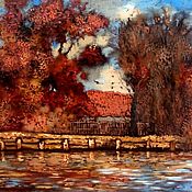 Картины и панно handmade. Livemaster - original item Painting Autumn Pond/ Framed. Handmade.
