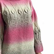Одежда handmade. Livemaster - original item Women`s sweater Tulips, natural wool sectional, gradient. Handmade.