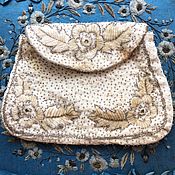 Винтаж: Антикварная сумка 1860-1880х годов с серебряным фермуаром