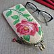 Estuche para gafas 'el Reconocimiento de la'. Rosa. ochechnik. El plumero. Eyeglass case. SilkArt Tatyana. Online shopping on My Livemaster.  Фото №2