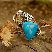 Украшения handmade. Livemaster - original item Abstract ring with turquoise. Handmade.
