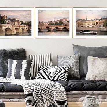 Картины и панно ручной работы. Ярмарка Мастеров - ручная работа Париж Городской пейзаж Фото картины для интерьера гостиной Триптих. Handmade.