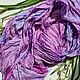 Большой фиолетовый шелковый шарф Палантин длинный жатый розово голубой. Палантины. Анастасия - Шёлковые премудрости. Ярмарка Мастеров.  Фото №4