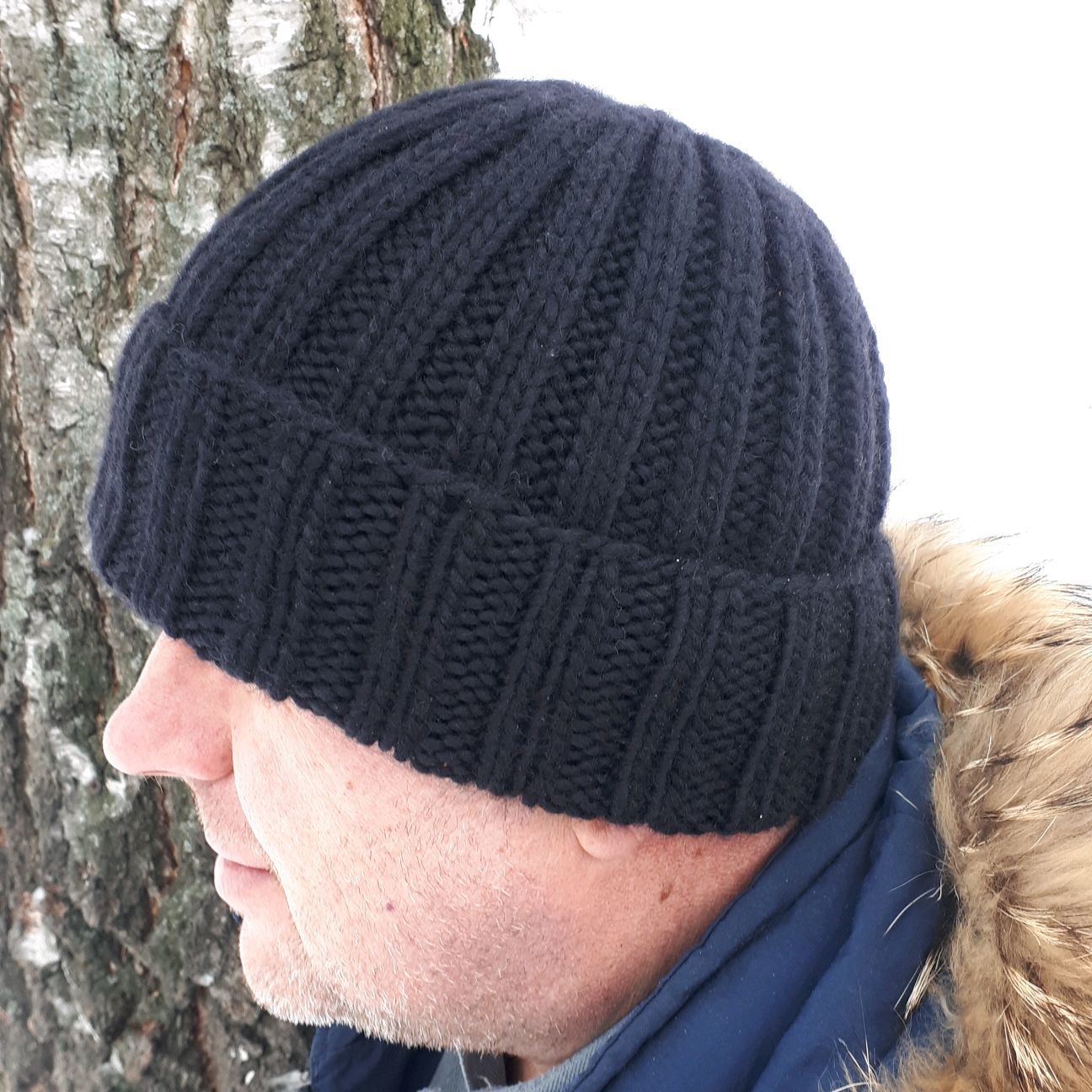 Зимние мужские шапки спицами