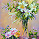 Order Oil painting 'Lily for You' - a bouquet of white lilies. Multicolor Gallery. Livemaster. . Pictures Фото №3