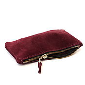 Сумки и аксессуары handmade. Livemaster - original item Burgundy suede Wallet Clutch Case organizer pencil Case cosmetic Bag. Handmade.