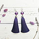 Earrings with silk tassels ' Lavender fields', Tassel earrings, Moscow,  Фото №1