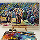 Order Interior painting in the style of van Gogh elephant Family. Vladyart. Livemaster. . Pictures Фото №3