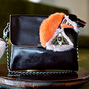 Сумки и аксессуары handmade. Livemaster - original item Leather clutch bag with fur and embroidery 