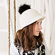 Кепка жокейка с помпоном. Цвет молочный. Шляпы. Лана Анисимова. Ярмарка Мастеров.  Фото №6