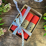 Сувениры и подарки handmade. Livemaster - original item Set of natural candles made of colored wax Red. Handmade.