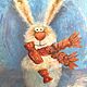 Год Кролика: кролик с морковкой 10х15см. Картины. Картины художника Беломоиной Натальи. Ярмарка Мастеров.  Фото №4