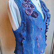 Felted vest with silk Variegated sheep skin