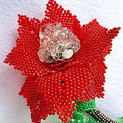 Украшения handmade. Livemaster - original item Brooch "The Scarlet Flower" Bead with hyalite. Handmade.
