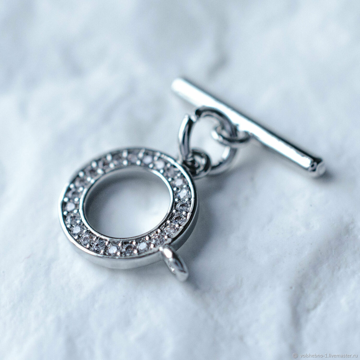 Тоггл замок с фианитами Кольцо, родий в интернет-магазине на Ярмарке ...