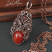 Украшения handmade. Livemaster - original item Pendant with carnelian stone in a copper frame 