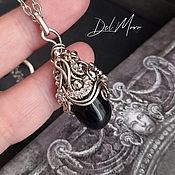 Украшения handmade. Livemaster - original item Drop pendant with black agate stone 