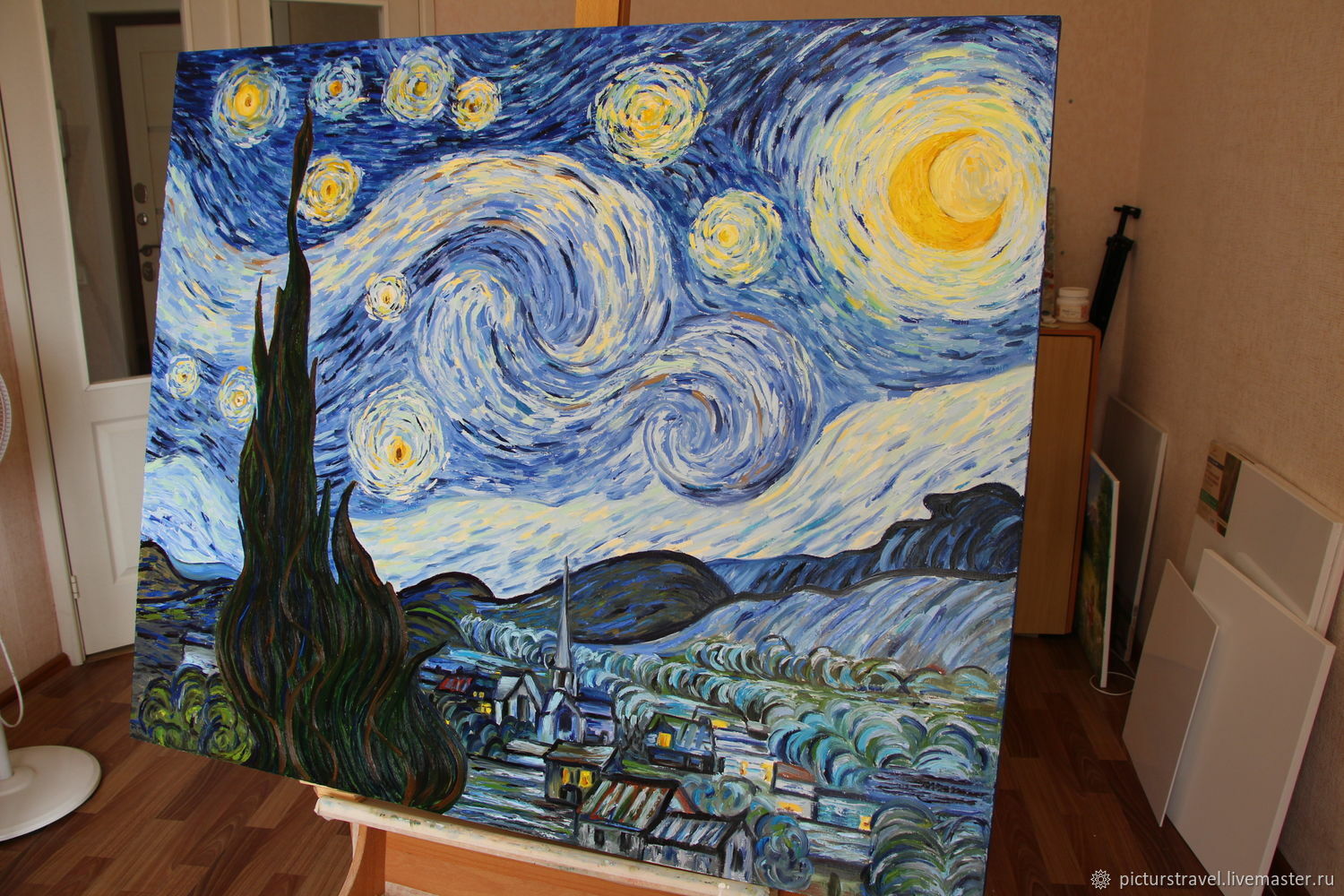 Скетч Звездная ночь Ван Гог