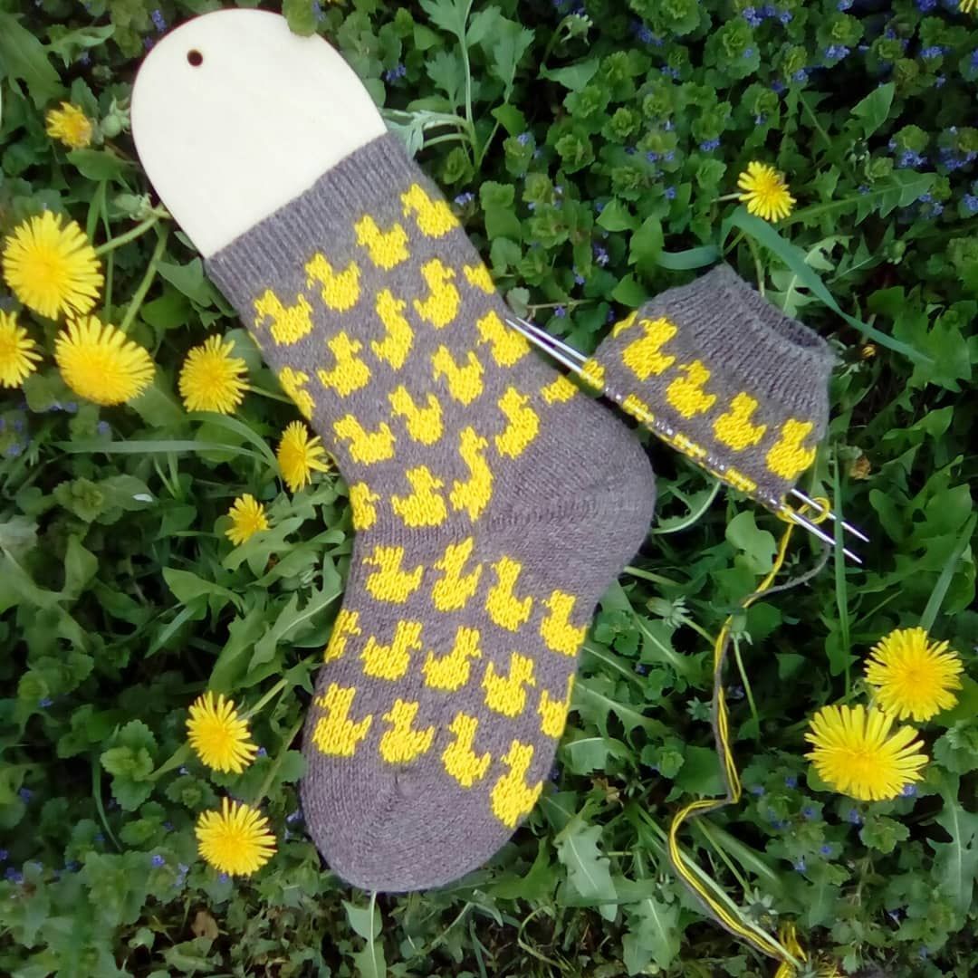 Вязаные носки с утятами носки с уточками в интернет-магазине Ярмарка ...