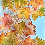 Картины и панно handmade. Livemaster - original item Texture picture fantasy Girl-autumn in baguette. Handmade.