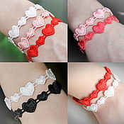 Украшения handmade. Livemaster - original item Bracelet embroidered lace Hearts colored. Handmade.