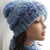Аксессуары handmade. Livemaster - original item Knitted Set Beanie Hat and Scarf Blue Gradient. Handmade.