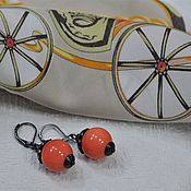 Аксессуары handmade. Livemaster - original item Set of neckerchief and earrings with coral.. Handmade.