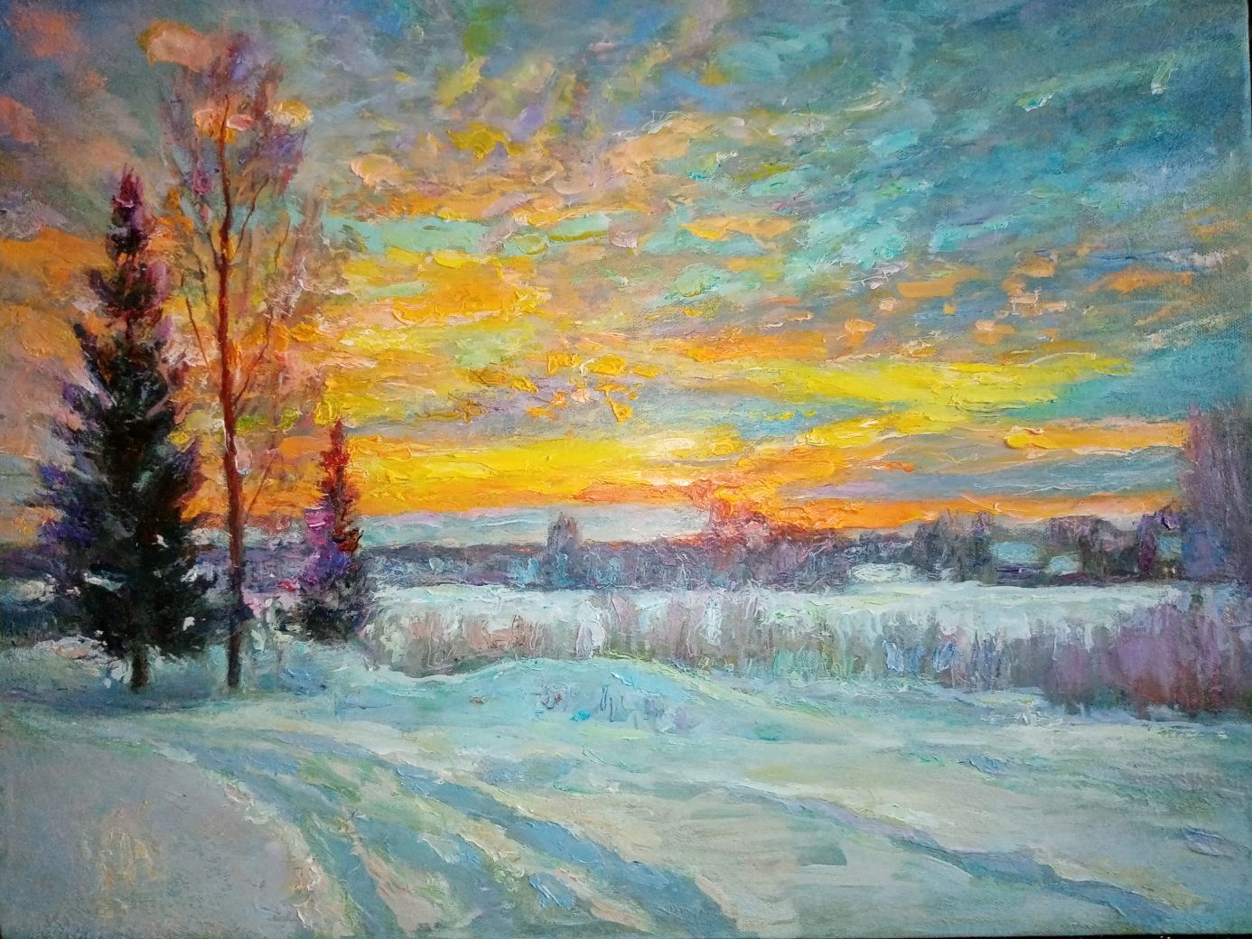 Картина маслом \"Закат\" в интернет-магазине на Ярмарке Мастеров ...