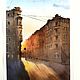Watercolor painting Petersburg sunset (yellow-brown city landscape). Pictures. Pastelena. Online shopping on My Livemaster.  Фото №2