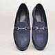 Handmade loafers, suede leather, blue color, Moccasins, St. Petersburg,  Фото №1