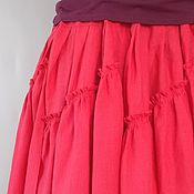 Одежда ручной работы. Ярмарка Мастеров - ручная работа Falda de lino, larga, color rojo. Handmade.