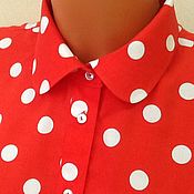 Одежда handmade. Livemaster - original item Shirt female / white dots on red. Handmade.