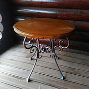 Для дома и интерьера handmade. Livemaster - original item Round wrought iron table with wooden top. Handmade.
