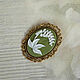 Order Cameo brooch Lily of the Valley background pistachio 30h40 gold. CvetlanaCm (avtorbiju). Livemaster. . Subculture decorations Фото №3