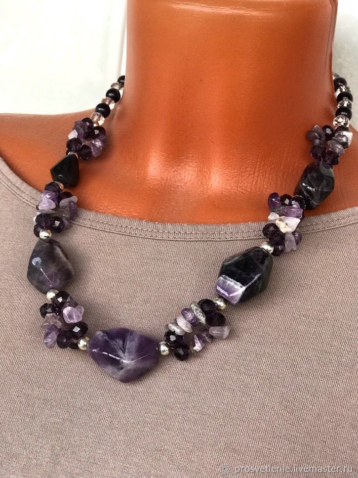 Decoration Svetlana Boiko. Handmade jewelry. Chic necklace of amethyst. Original jewelry, a large pendant on a cord, charm boho necklace. Extravagant necklace amethyst
