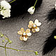 Earrings-ear-stud in the form of a flower with diamonds in yellow gold 585, Stud earrings, Ekaterinburg,  Фото №1