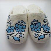 Обувь ручной работы handmade. Livemaster - original item Slippers Motif felt felted Merino wool with prevention. Handmade.