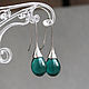 Order Sea Glass Drop Earrings, Clear glass Simple teardrop earrings, 37 mm. Jewelry by Katie (BijouByKatie). Livemaster. . Earrings Фото №3