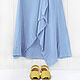 Boho style skirt made of blue linen