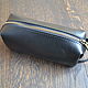 Order Cosmetic case made of genuine leather black. crecca. Livemaster. . Travel bags Фото №3